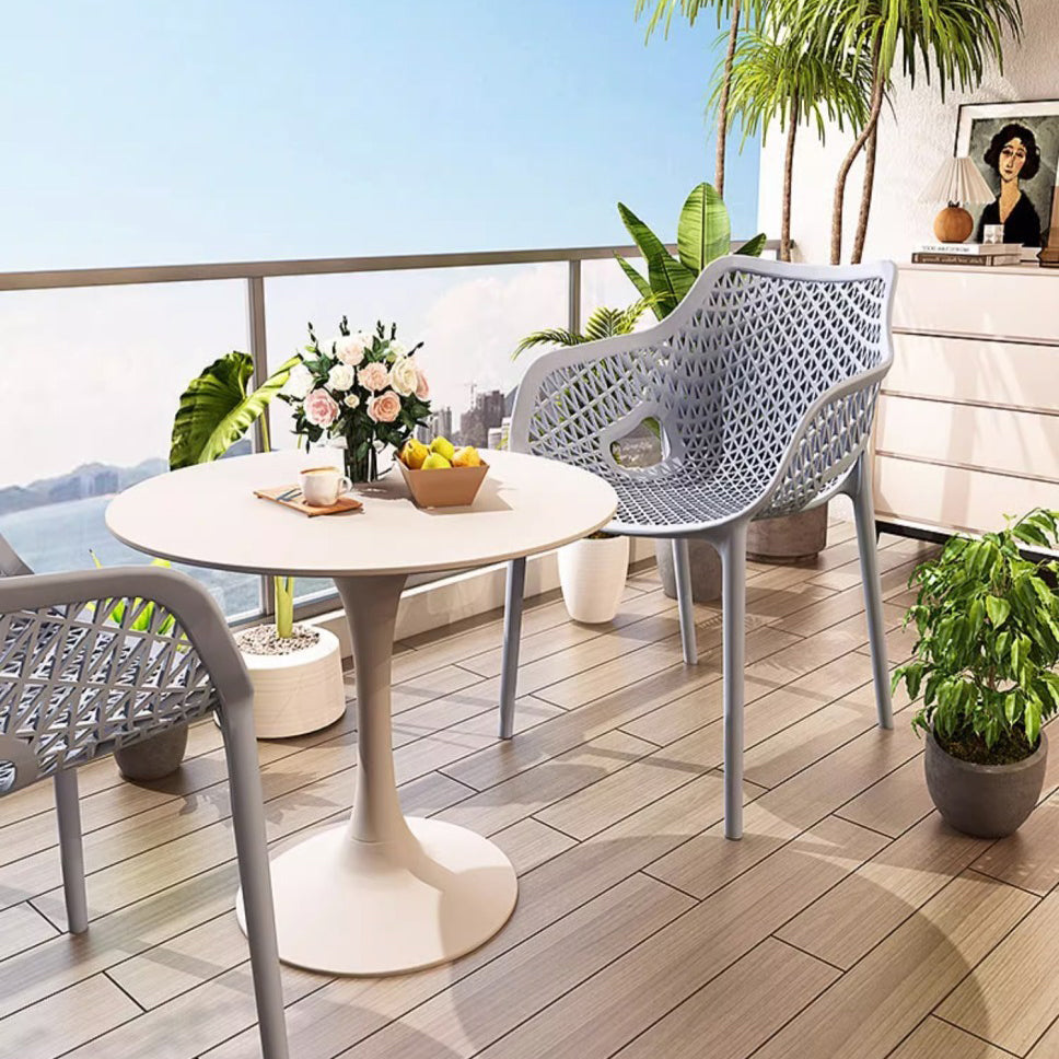 Boho Hollow Waterproof Dining Chair — Light Gray