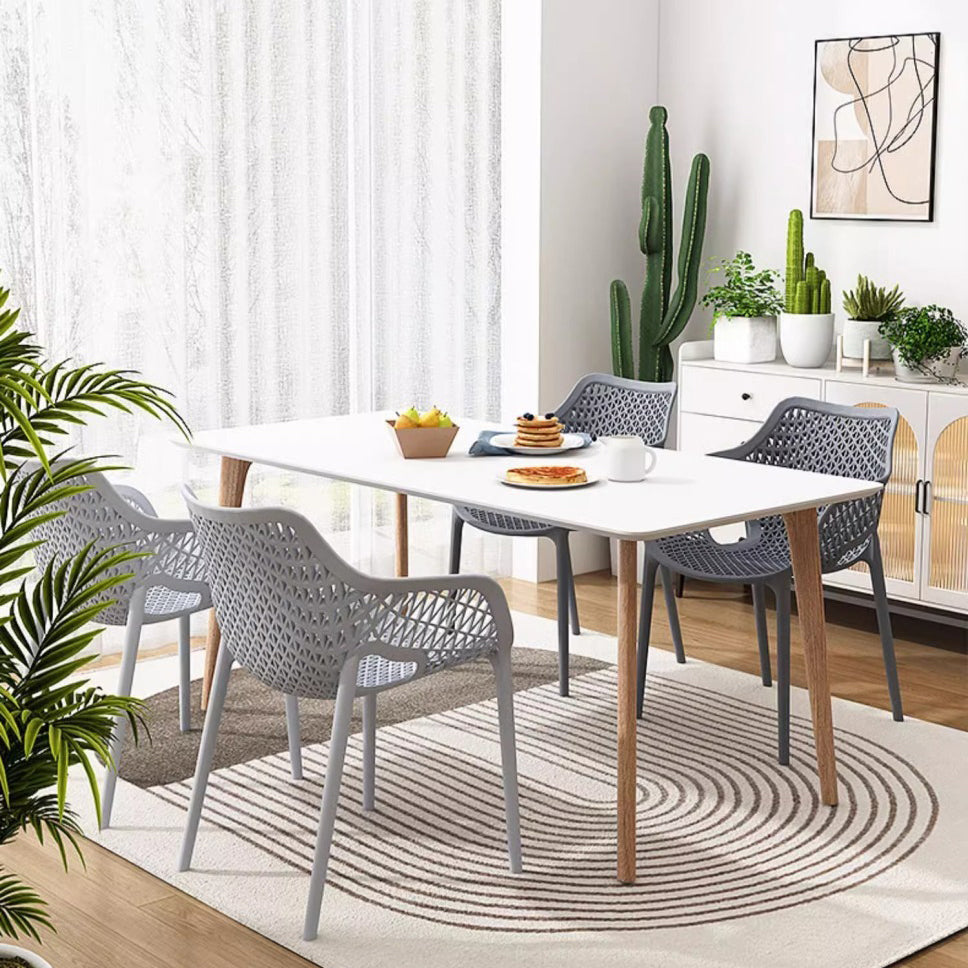 Boho Hollow Waterproof Dining Chair — Black