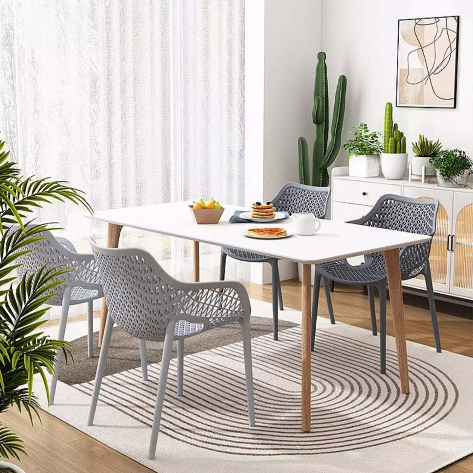 Boho Hollow Waterproof Dining Chair — Black