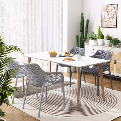 Boho Hollow Waterproof Dining Chair — Black