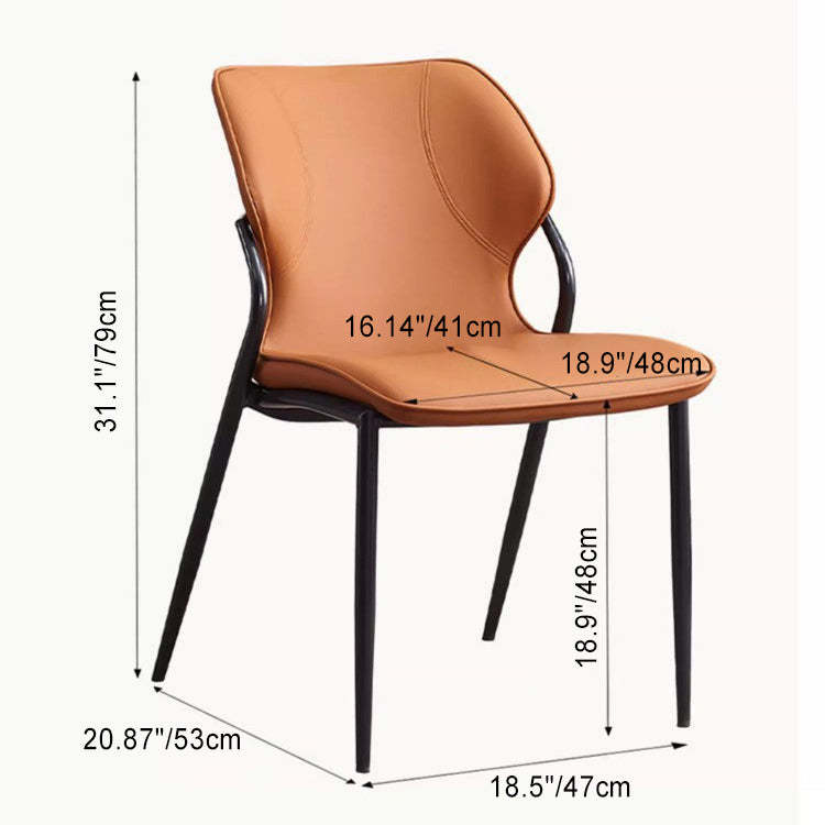 Nordic Leather Steel Dining Chair — Light Gray