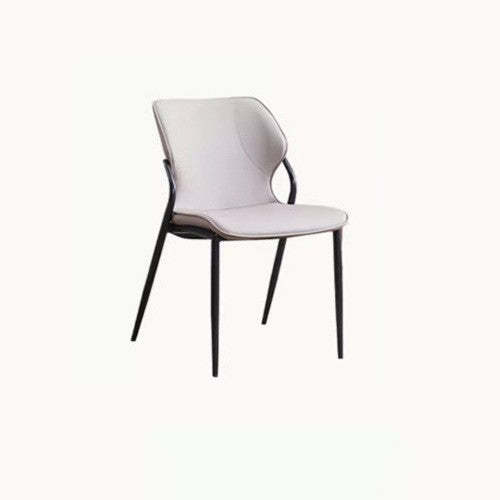 Gray leather steel dining chairs & benches - nordic