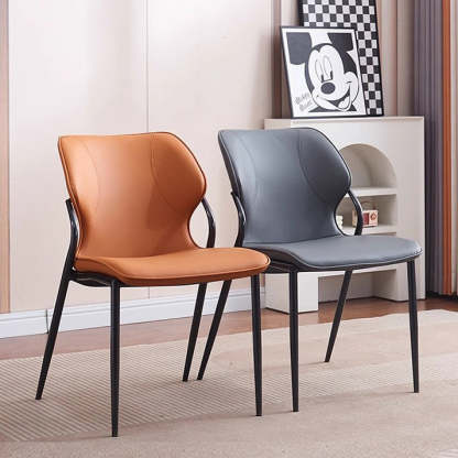Nordic Leather Steel Dining Chair — Orange