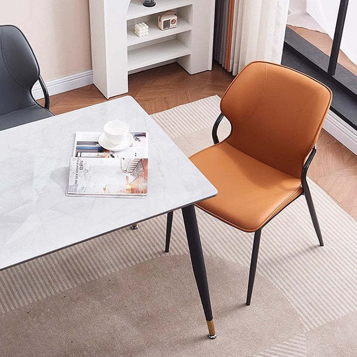 Nordic Leather Steel Dining Chair — Dark Gray