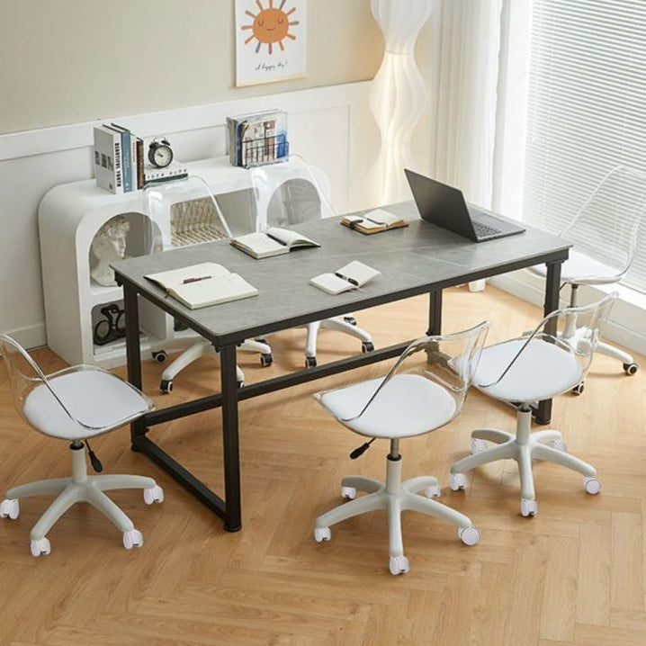 Nordic Transparent Acrylic Armless Desk Chair — Gray