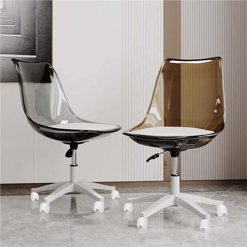 Nordic Transparent Acrylic Armless Desk Chair — Brown