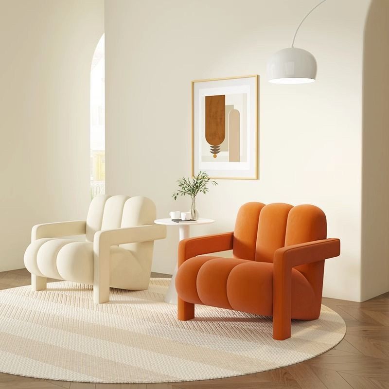 Nordic Flannelette Wood Sofa — Orange
