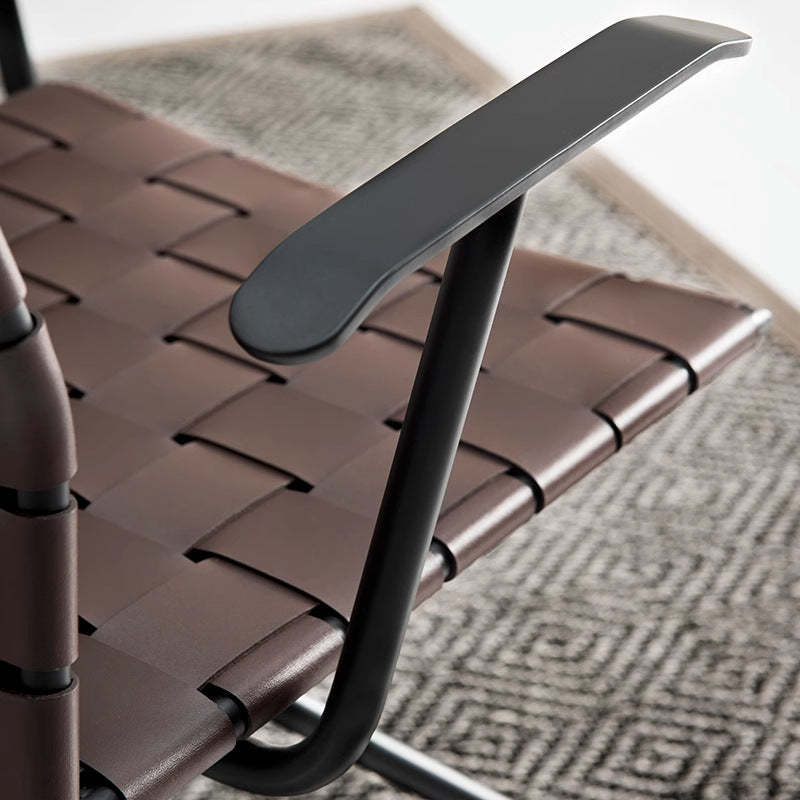 Minimalist Saddle Leather Steel Desk Chair