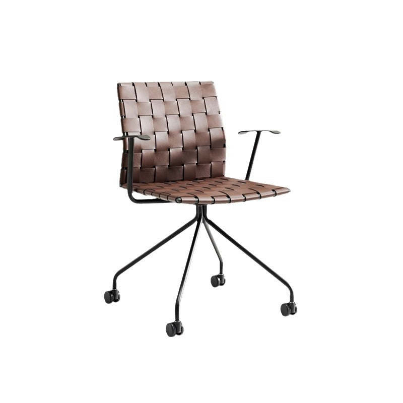 Minimalist Saddle Leather Steel Desk Chair