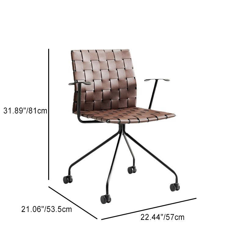 Minimalist Saddle Leather Steel Desk Chair