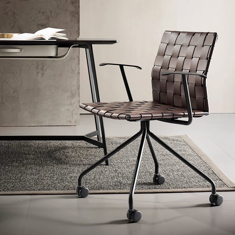 Minimalist desk saddle office chairs in leather steel