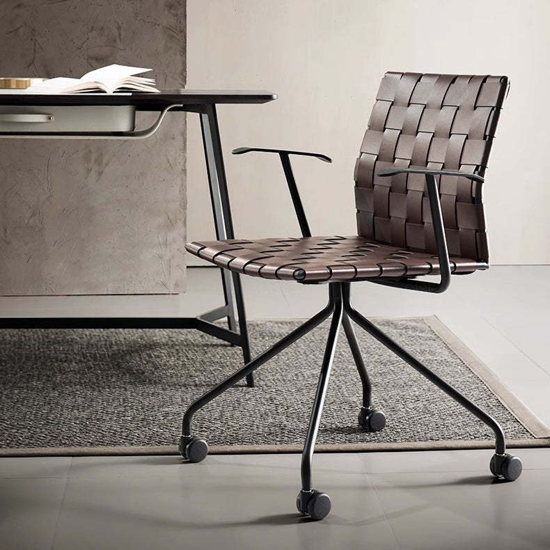 Minimalist Saddle Leather Steel Desk Chair