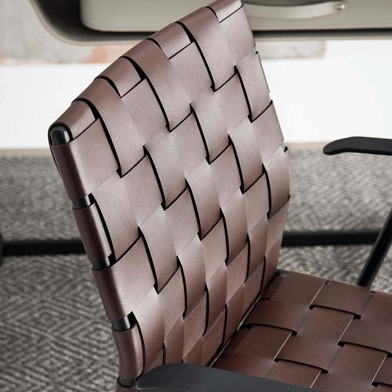 Minimalist Saddle Leather Steel Desk Chair