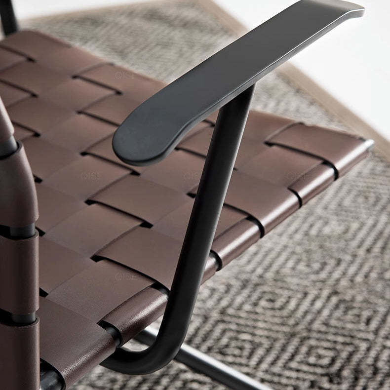Minimalist Saddle Leather Steel Desk Chair