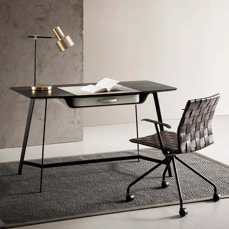 Minimalist Saddle Leather Steel Desk Chair