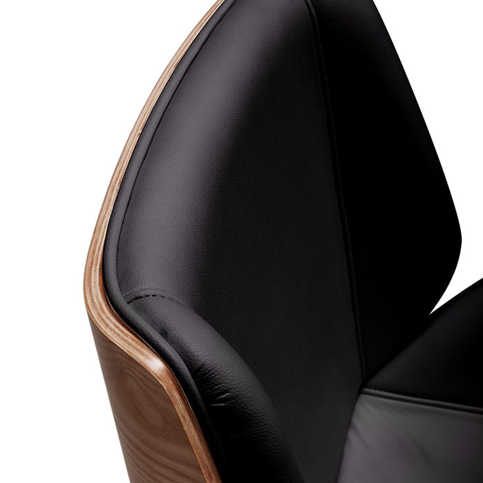 Modern Wood Leather Desk Chair with Armrest