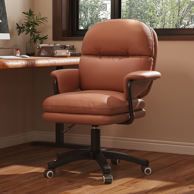 Nordic Nylon Leather Desk Chair with Armrest — Brown