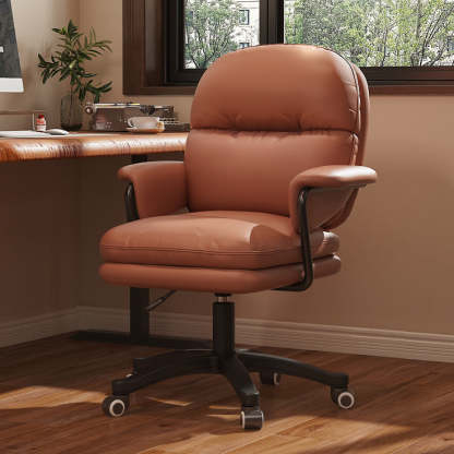 Nordic Nylon Leather Desk Chair with Armrest — Brown