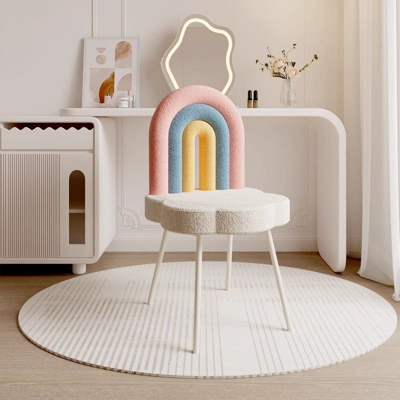 Contemporary Rainbow Lambswool Iron Vanity Stool
