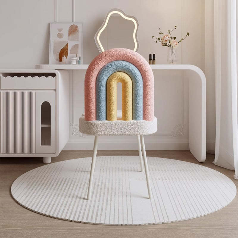 Contemporary Rainbow Lambswool Iron Vanity Stool