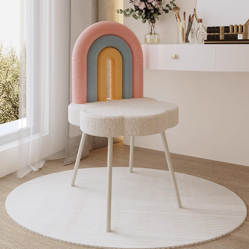 Contemporary Rainbow Lambswool Iron Vanity Stool