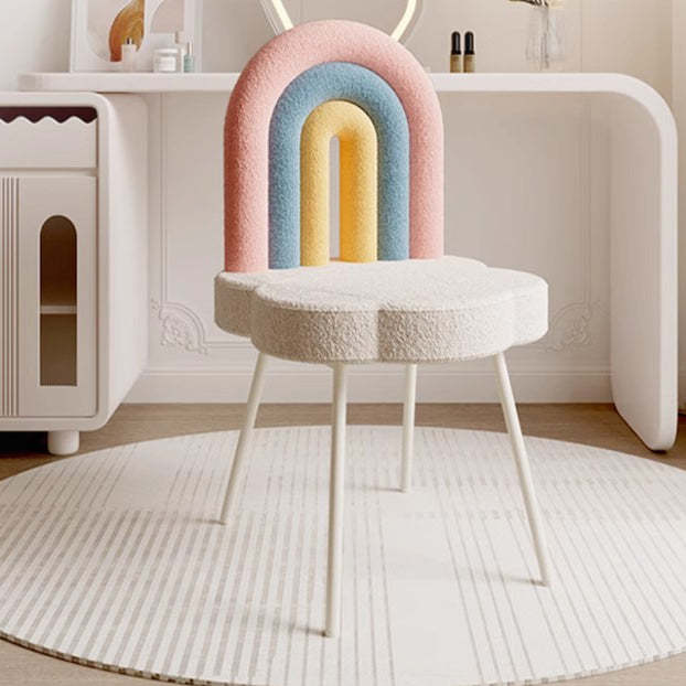 Contemporary Rainbow Lambswool Iron Vanity Stool