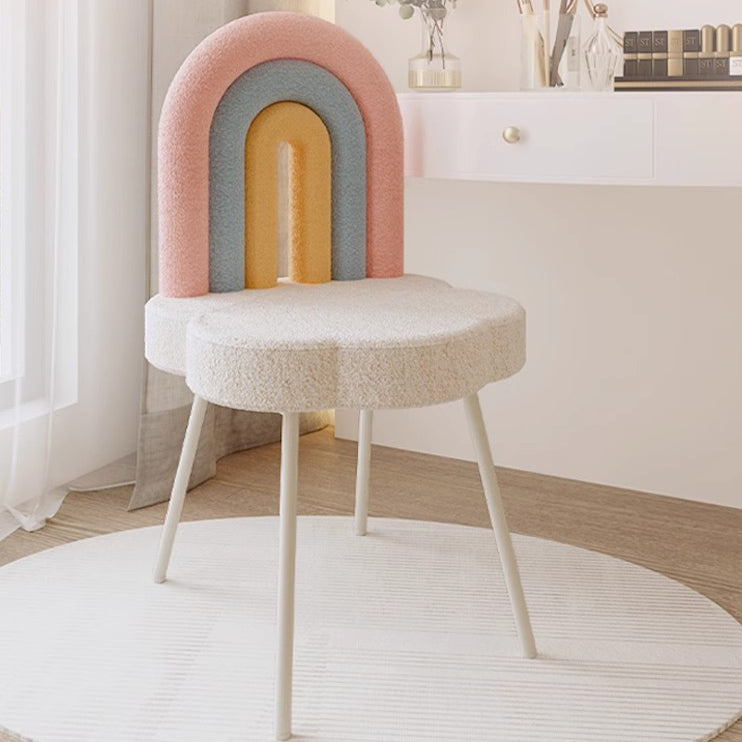 Contemporary Rainbow Lambswool Iron Vanity Stool