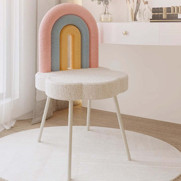 Contemporary Rainbow Lambswool Iron Vanity Stool
