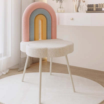 Contemporary Rainbow Lambswool Iron Vanity Stool