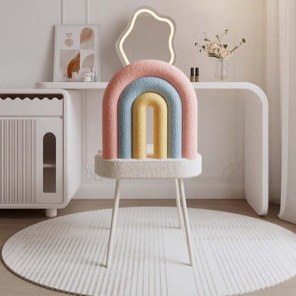 Contemporary Rainbow Lambswool Iron Vanity Stool
