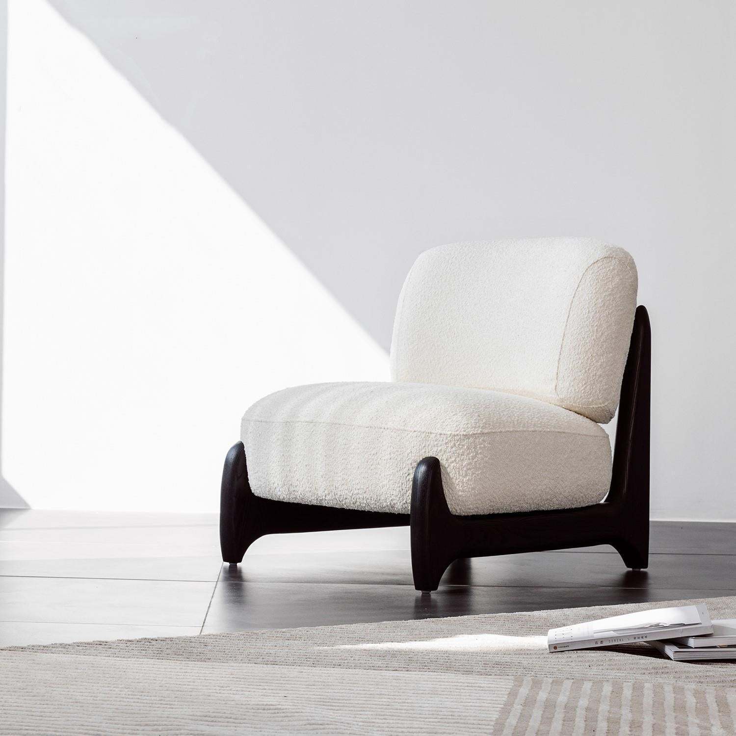 Nordic Lambswool Velvet Wood Armless Sofa