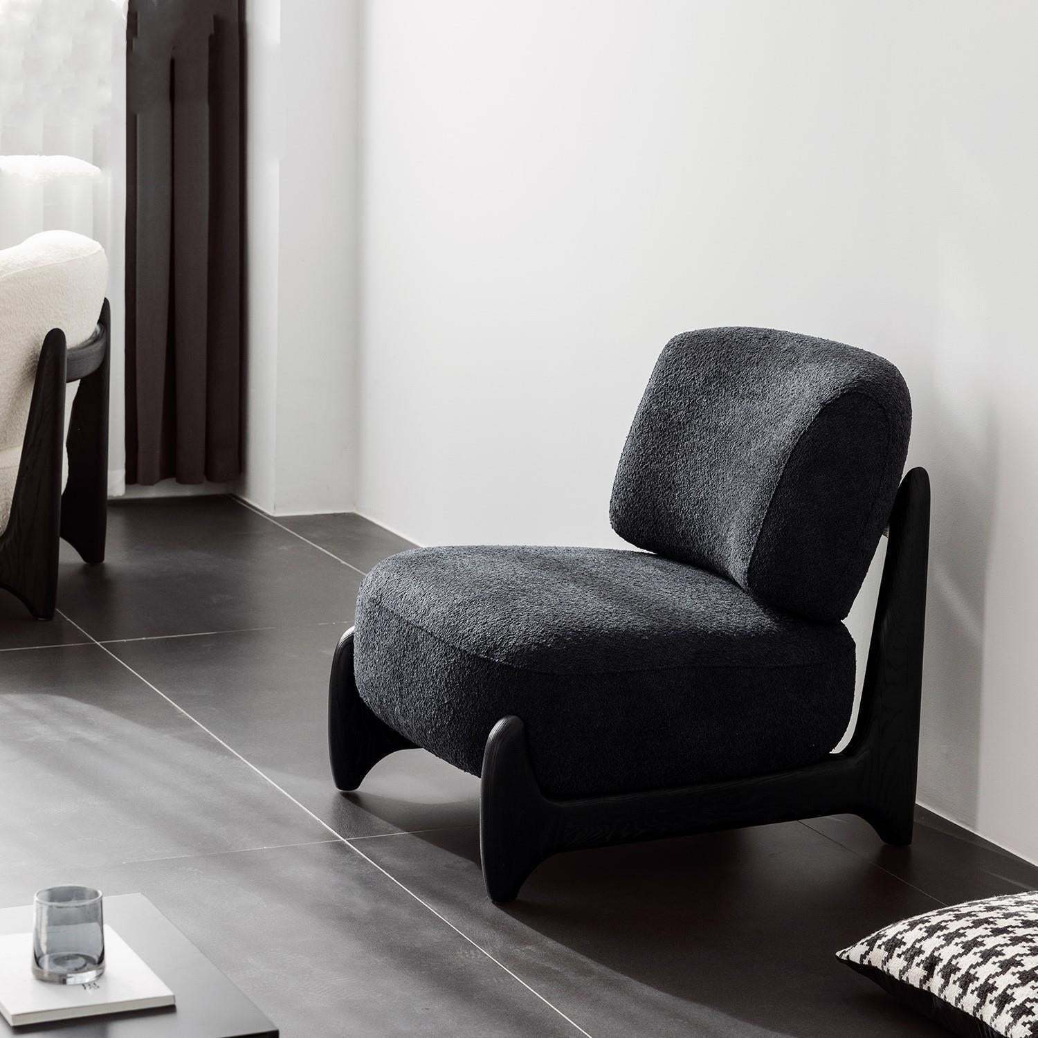 Nordic Lambswool Velvet Wood Armless Sofa