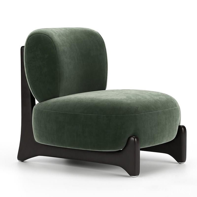 Nordic Lambswool Velvet Wood Armless Sofa