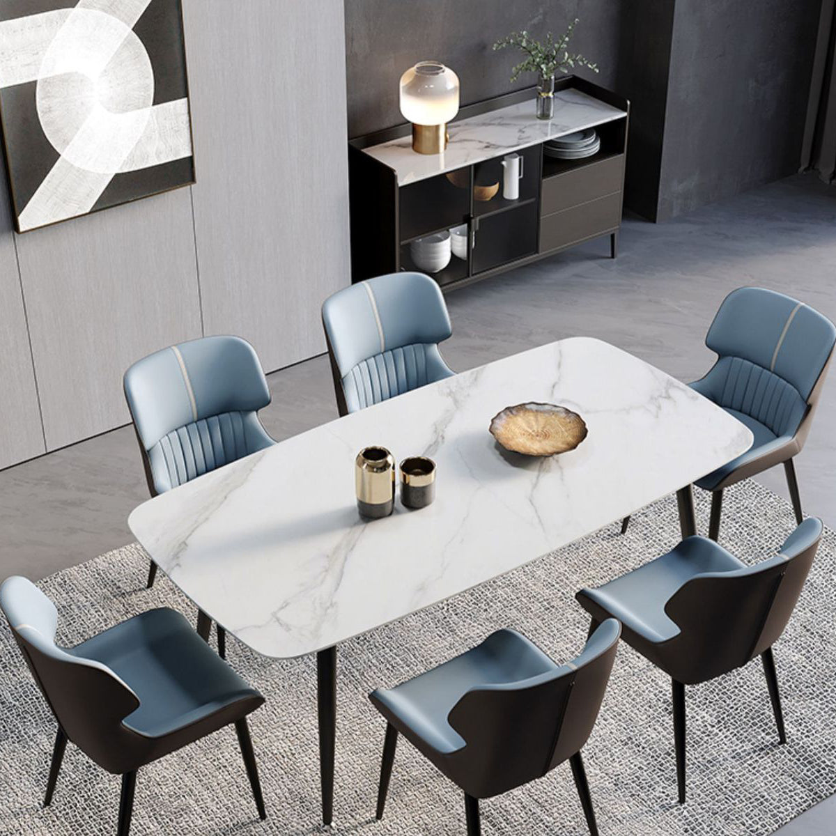 Scandinavian Leather Steel Armless Dining Chair