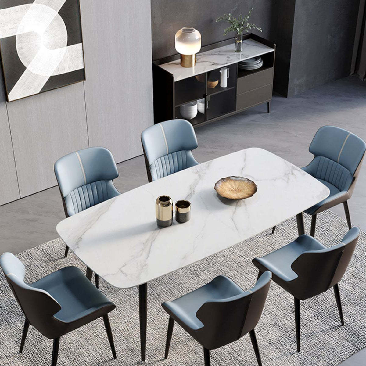 Scandinavian Leather Steel Armless Dining Chair