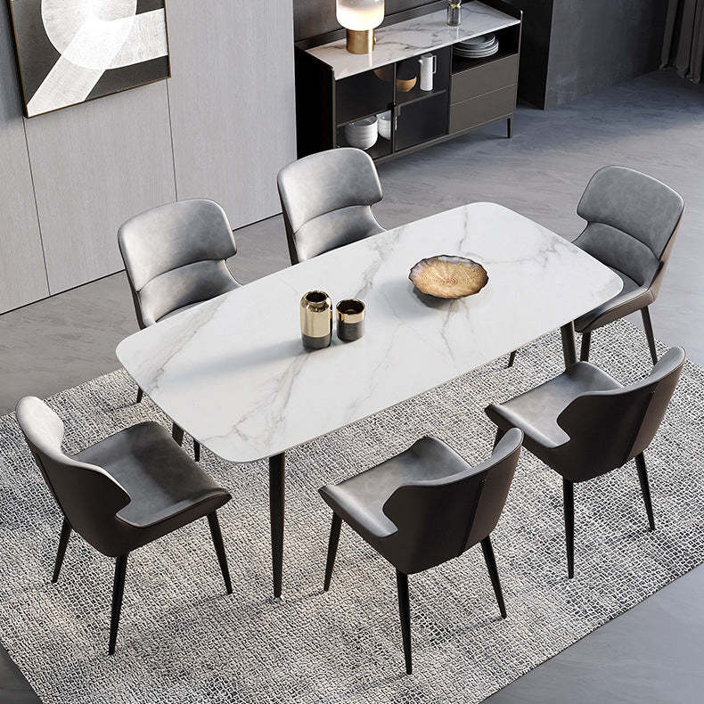 Scandinavian Leather Steel Armless Dining Chair