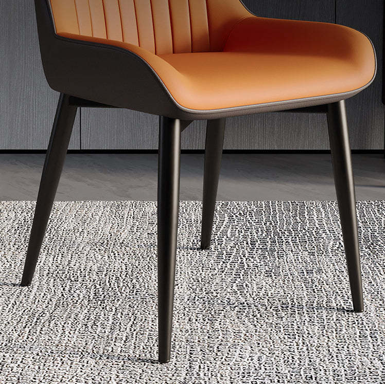 Scandinavian Leather Steel Armless Dining Chair — B - Light Gray