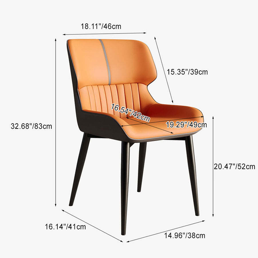 Scandinavian Leather Steel Armless Dining Chair — A - Dark Gray