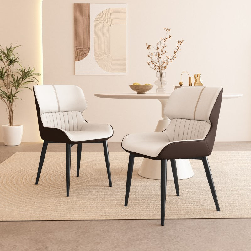 Scandinavian Leather Steel Armless Dining Chair