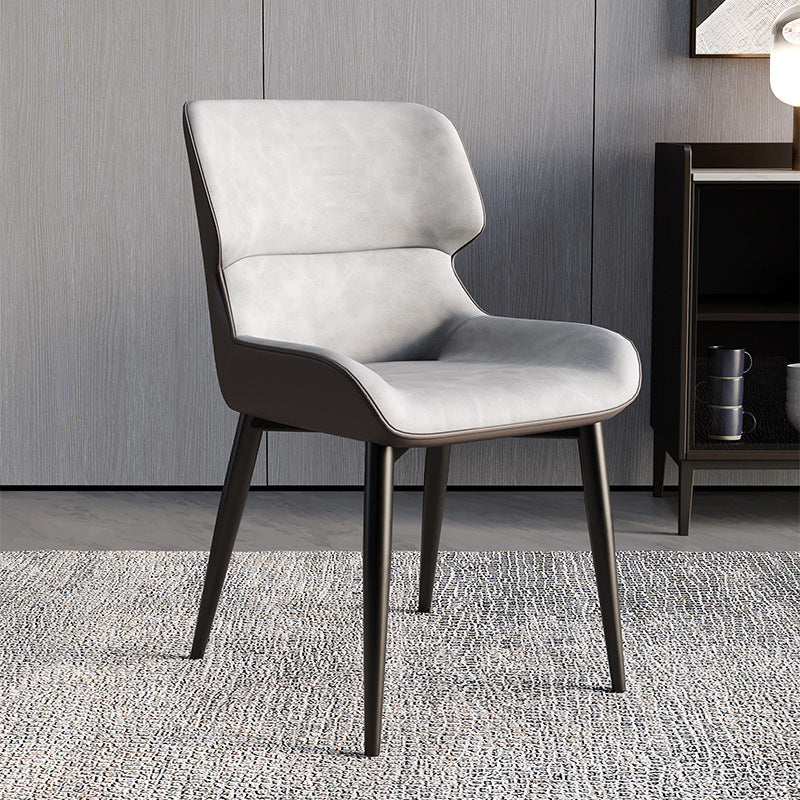 Scandinavian Leather Steel Armless Dining Chair