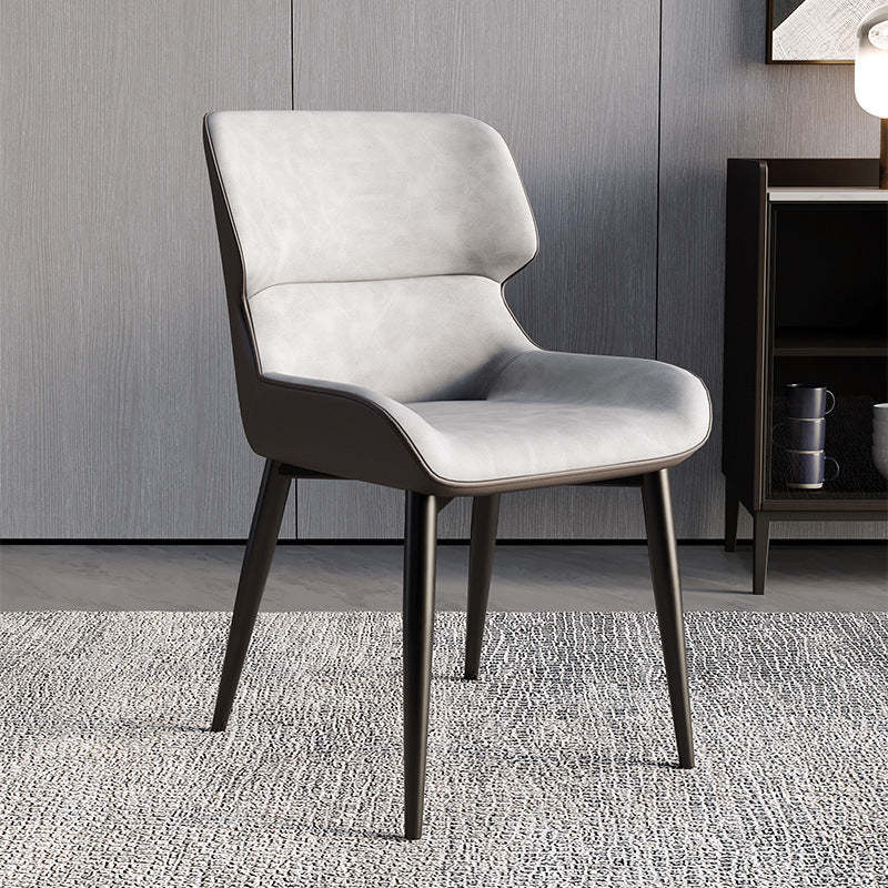 Scandinavian Leather Steel Armless Dining Chair