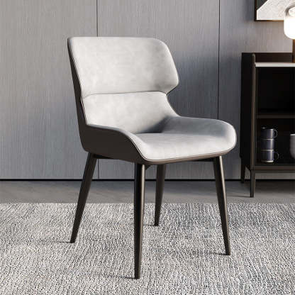 Scandinavian Leather Steel Armless Dining Chair