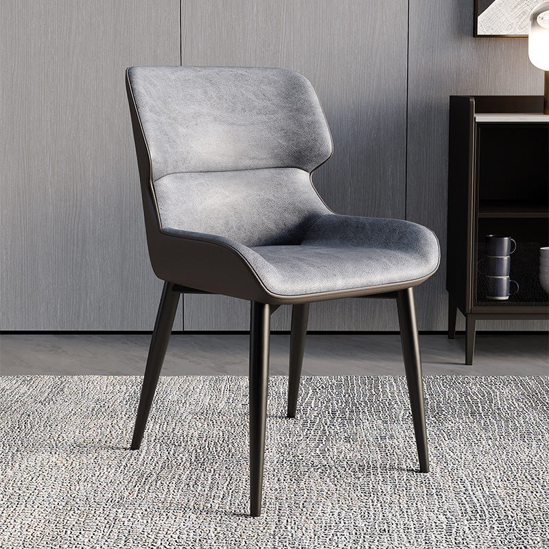 Scandinavian Leather Steel Armless Dining Chair