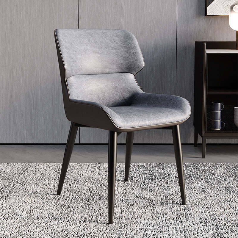 Scandinavian Leather Steel Armless Dining Chair