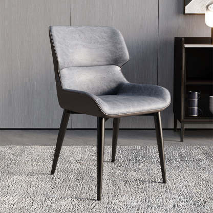 Scandinavian Leather Steel Armless Dining Chair