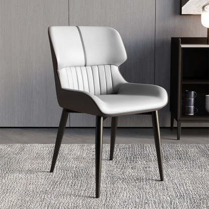 Scandinavian Leather Steel Armless Dining Chair