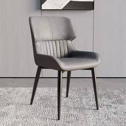 Scandinavian Leather Steel Armless Dining Chair