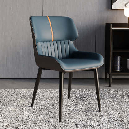 Scandinavian Leather Steel Armless Dining Chair