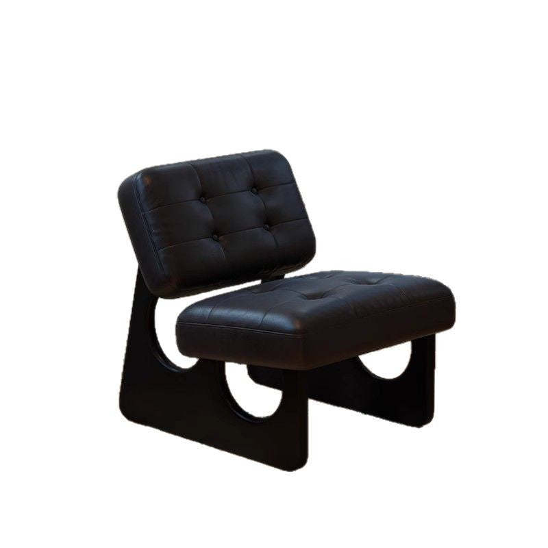 Art Deco Leather Wood Armless Sofa