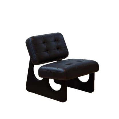 Art Deco Leather Wood Armless Sofa